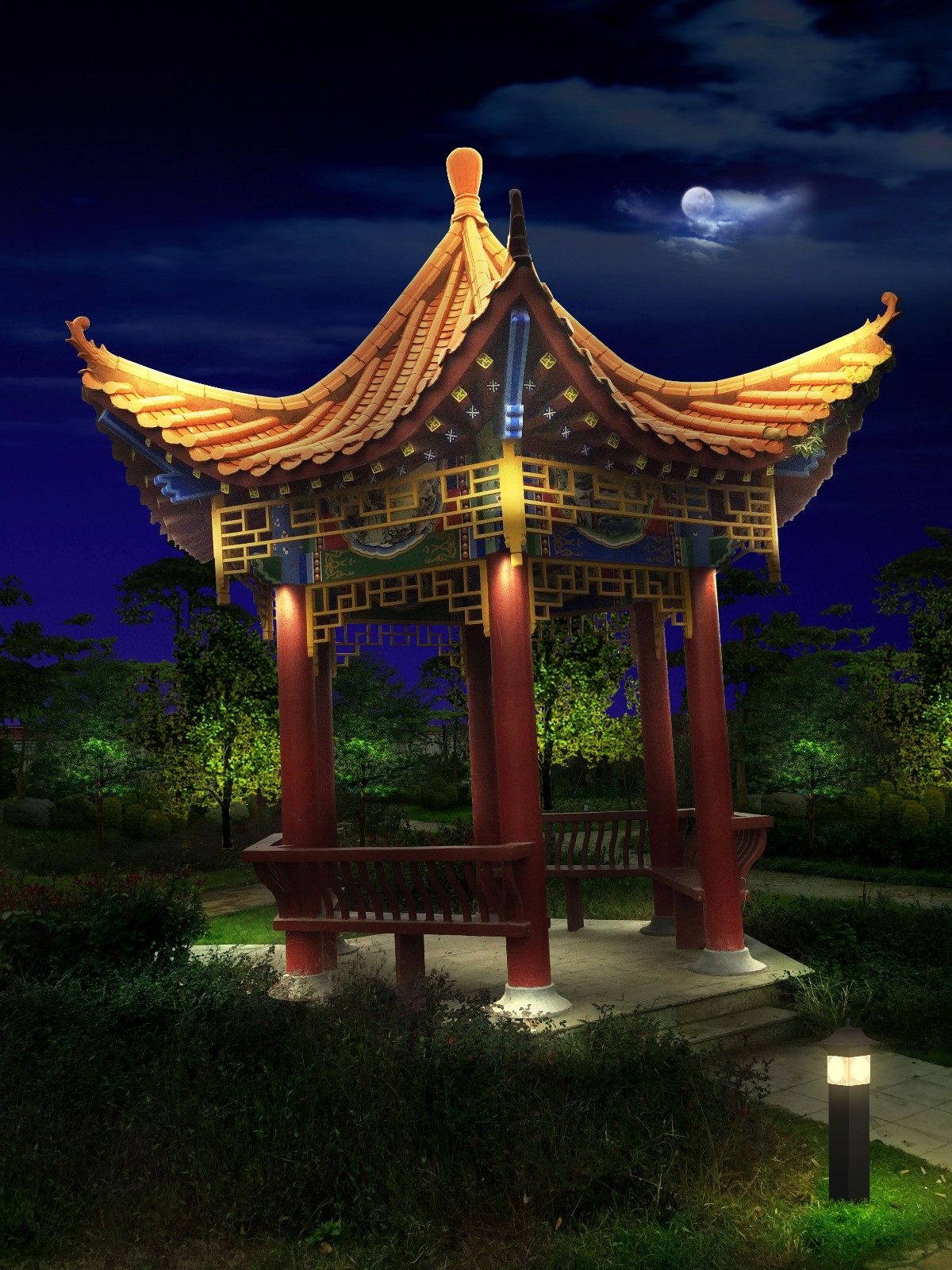 阜南縣清河公園，體育公園景觀(guān)亮化